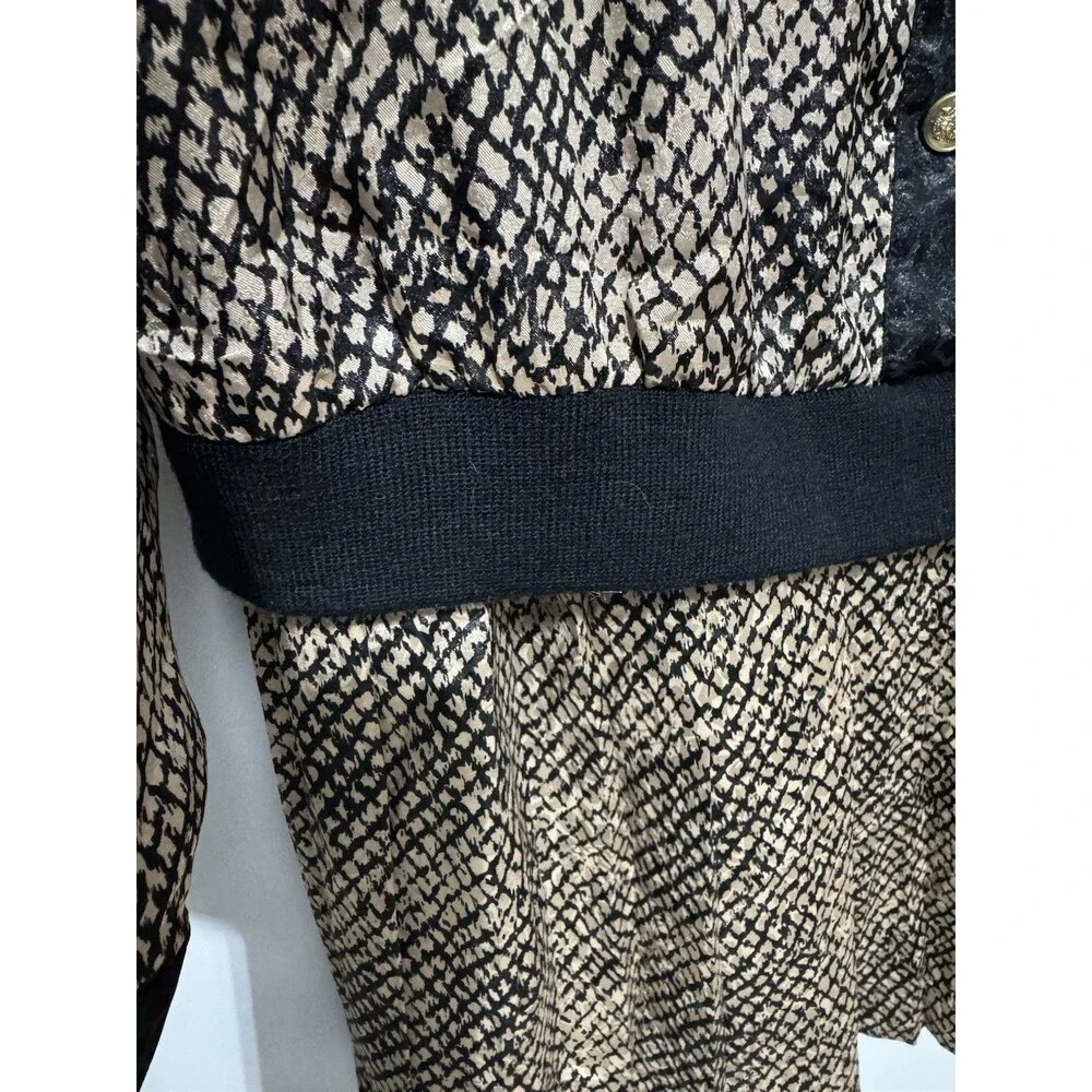 Vintage Hana Sung 2 Piece Dress Skirt And Top Size 16 Black And Tan Polyester
